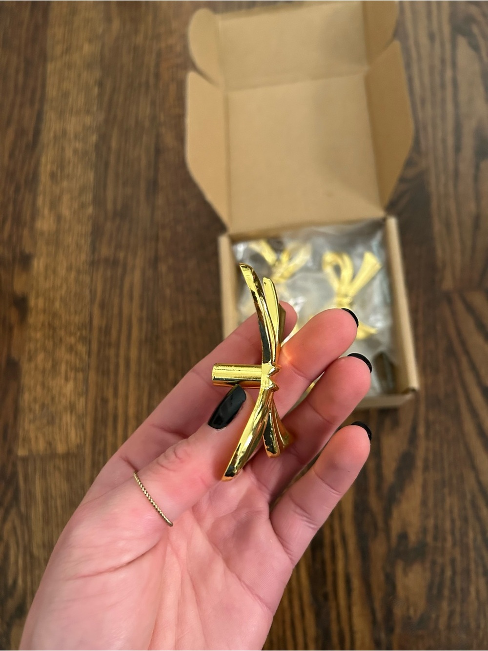 Gold Bow Drawer Knobs Handles Cabinet Pulls Decorative Bows Girly for Dresser - Picture 3 of 4